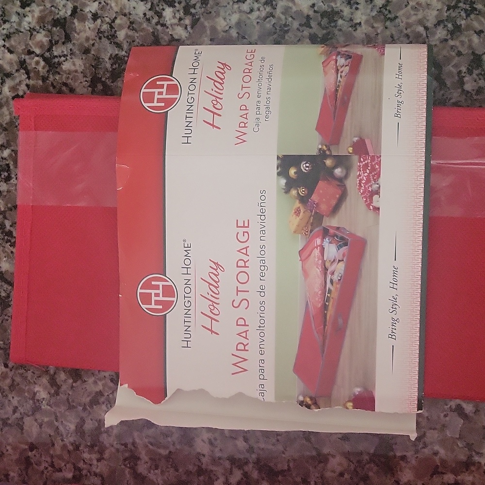 Huntington Home  Holiday Wrap Storage new red 40.5" X 13.5" X 4.5" inner pockets